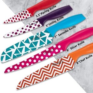 Professional 10 Pc Rainbow Carbon SS Knife Set